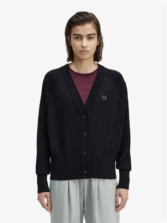 Womens V neck Cardigan 608 AFPF2334121 Black - FRED PERRY - BALAAN 1