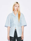 Herringbone Open Collar Shirt Sky Blue - GYEOL - BALAAN 1