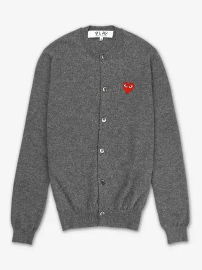 Red wappen wool round neck cardigan charcoal - COMME DES GARCONS PLAY - BALAAN 2