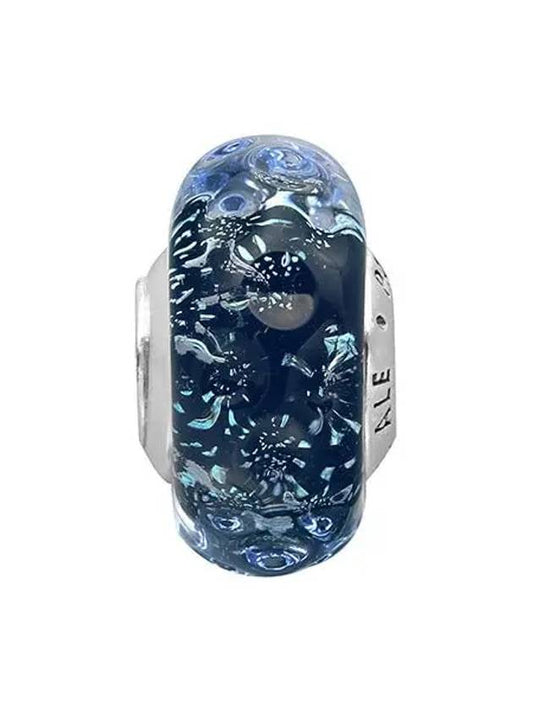 Wavy Dark Blue Murano Glass Ocean Charm Silver - PANDORA - BALAAN 2