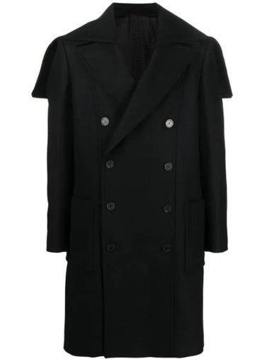 Breasted Wool Double Coat Black - BALMAIN - BALAAN 1