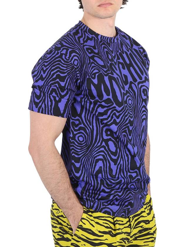 Men's Logo Print Short Sleeve T-Shirt Purple - MOSCHINO - BALAAN 3