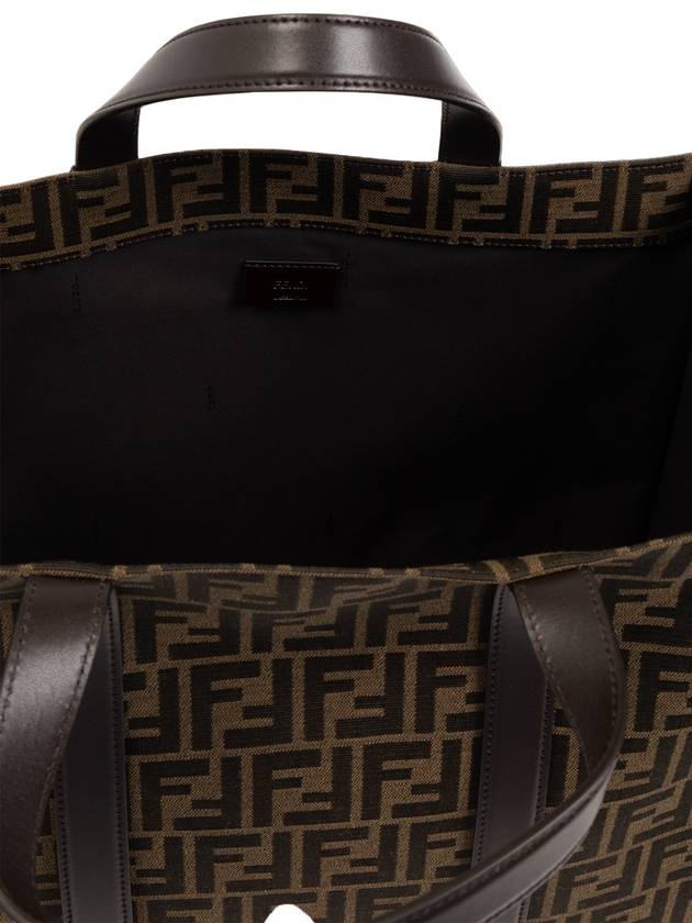 FF Jacquard Fabric Shopper Tote Bag Brown - FENDI - BALAAN 7