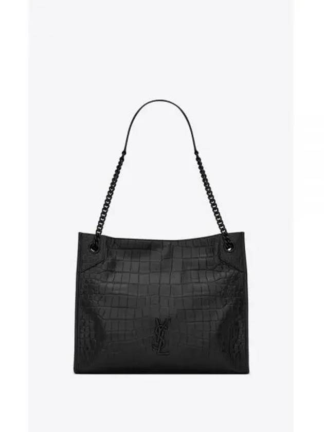 Niki Medium Crocodile Embossed Leather Tote Bag Black - SAINT LAURENT - BALAAN 2