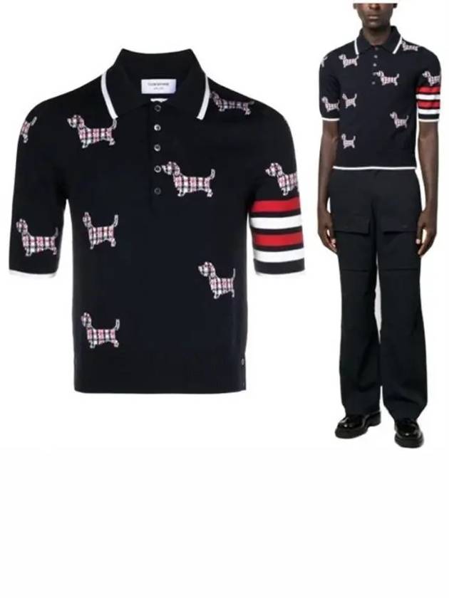 Hector Intarsia Polo Shirt Navy - THOM BROWNE - BALAAN 2