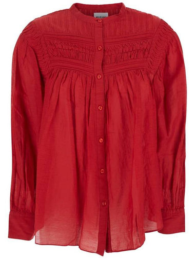 'Plalia' Red Shirt With Pleated Details In Black Cotton Woman - ISABEL MARANT ETOILE - BALAAN 1