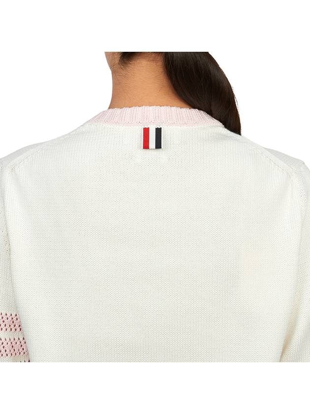 4 Bar Stripe Cotton Sweatshirt White - THOM BROWNE - BALAAN 7