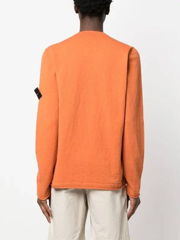 Logo Patch Crew Neck Cotton Nylon Knit Top Orange - STONE ISLAND - BALAAN 5