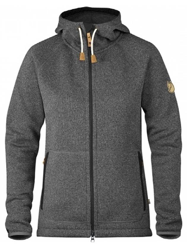 Women's Ovik Fleece Zip-Up Hoodie Dark Grey - FJALL RAVEN - BALAAN 2