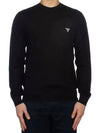 Superfine Crew neck Wool Knitted Sweater Black - PRADA - BALAAN 6