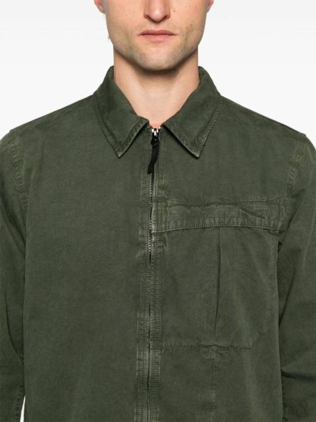 Organic Cotton Shirt Zip Up Jacket Musk - STONE ISLAND - BALAAN 6