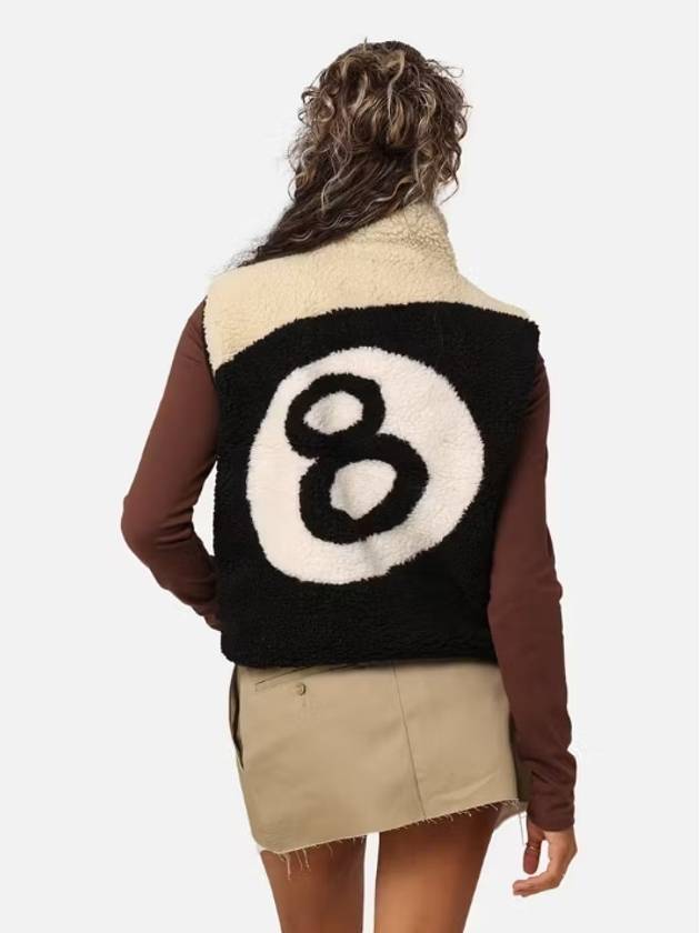 8-Ball Reversible Sherpa Vest Cream Black - STUSSY - BALAAN 4