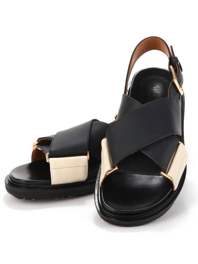 Fussbett Leather Sandals Black White - MARNI - BALAAN 4