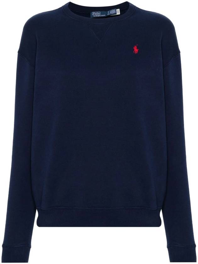 Embroidered Logo Cotton Sweatshirt Navy - POLO RALPH LAUREN - BALAAN 1