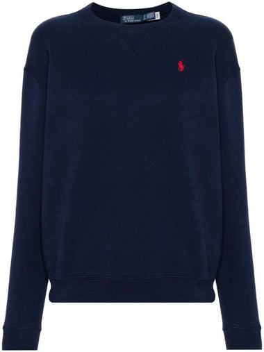 Embroidered Logo Cotton Sweatshirt Navy - POLO RALPH LAUREN - BALAAN 1