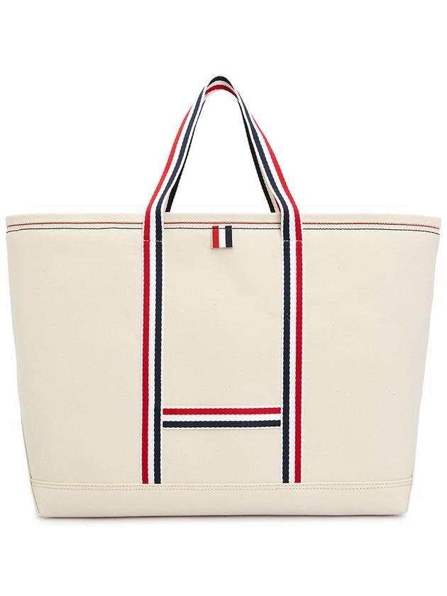 Double Face Cotton Canvas Tote Bag Off White - THOM BROWNE - BALAAN 5