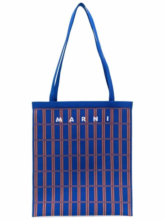 Logo Jacquard Tote Bag Blue - MARNI - BALAAN 3