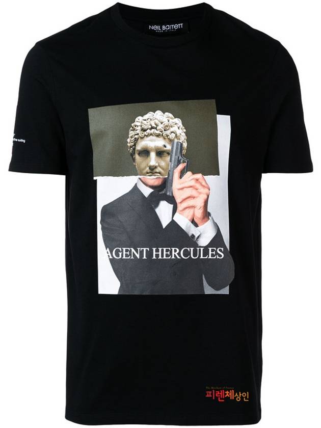 Agent Hercules Print Short Sleeve T-Shirt Black - NEIL BARRETT - BALAAN 3