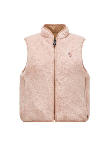 Women's Grenoble Reversible Teddy Nylon Vest Light Pink - MONCLER - BALAAN 1