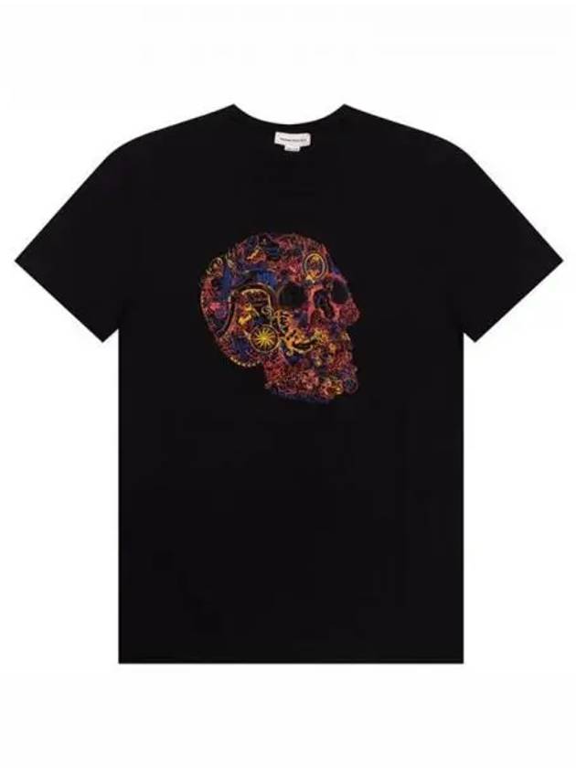 Skull Skull Printing Short Sleeve T-Shirt Black - ALEXANDER MCQUEEN - BALAAN 2