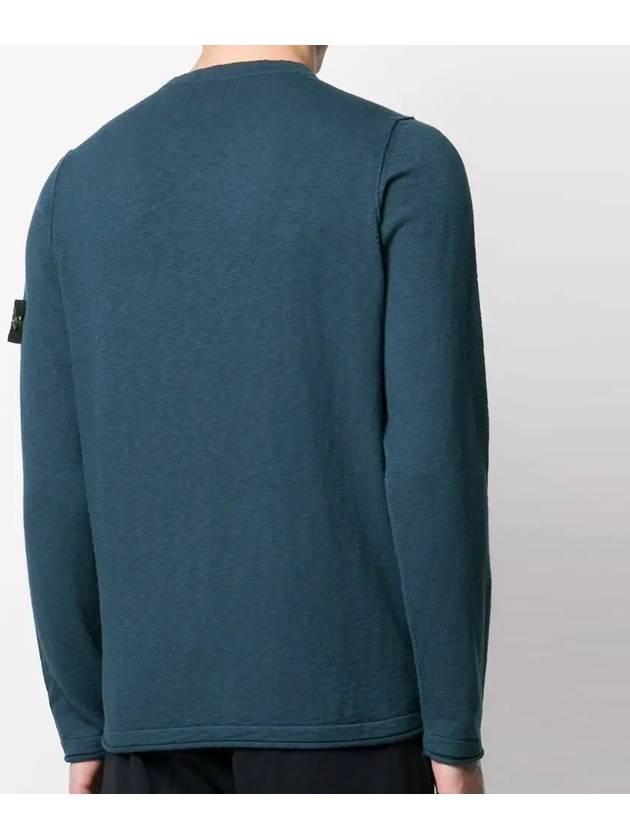 Men's Wappen Patch Round Neck Knit Top Dark Blue - STONE ISLAND - BALAAN 5