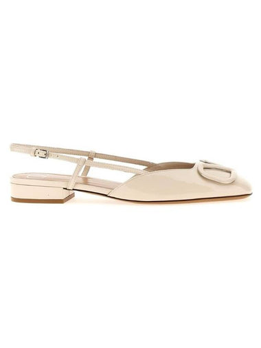 Women's V Logo Signature Leather Mule Sandals White - VALENTINO - BALAAN 1