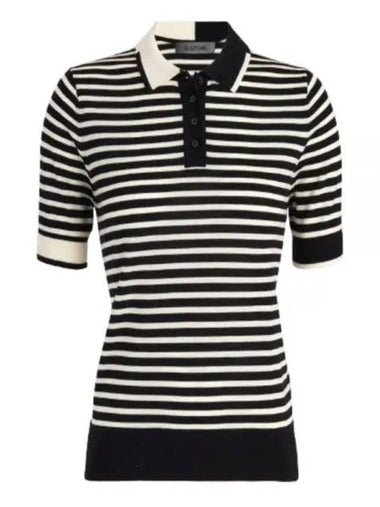 GFORE 24 CONTRAST STRIPE MERINO WOOL SS SWEATER POLO GLS000002 ONYX Women s Short Sleeve - G/FORE - BALAAN 1