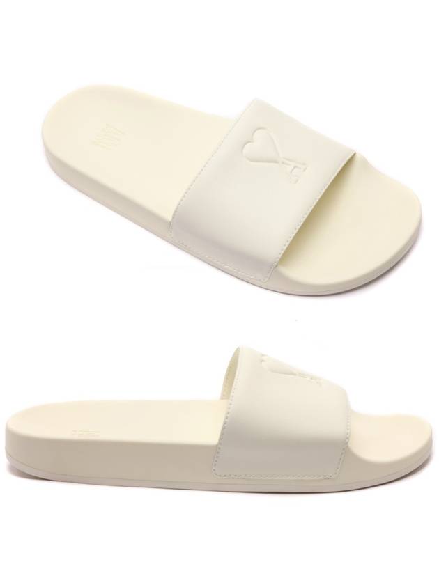 Embossed Heart Logo Slippers Offwhite - AMI - BALAAN 3