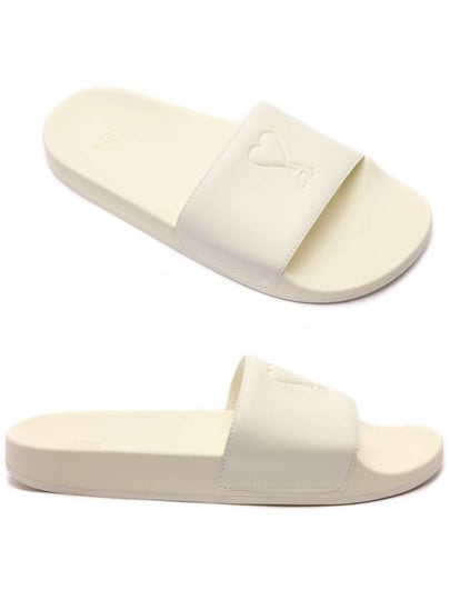 Embossed Heart Logo Slippers Offwhite - AMI - BALAAN 2