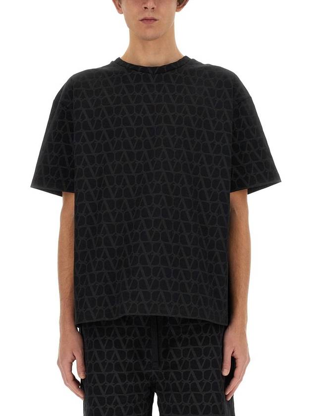 Iconographe Print Cotton Short Sleeve T-Shirt Black - VALENTINO - BALAAN 2