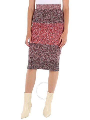 Burberry Womens Cashmere Cotton Wool Blend Mouline Skirt in Red,  Size X-Small - BURBERRY - BALAAN 1