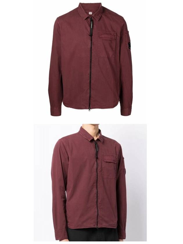 Lens Wappen Long Sleeve Zip-Up Jacket Burgundy - CP COMPANY - BALAAN 5