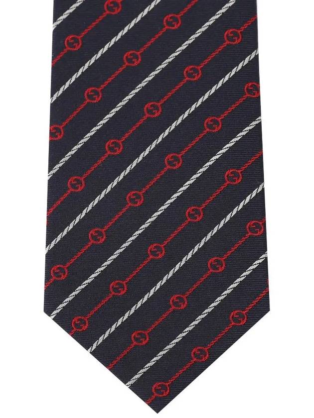 Round Interlocking G Rope Silk Tie Navy Blue - GUCCI - BALAAN 4