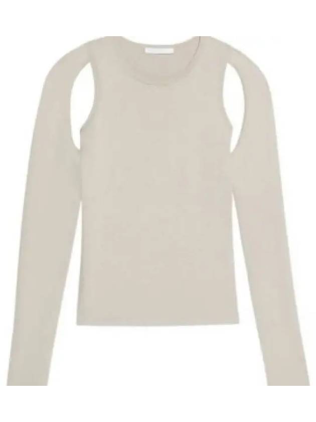 Cutout Cotton Long Sleeve T-Shirt Beige - HELMUT LANG - BALAAN 2