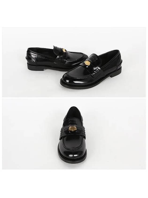 Brushed Leather Penny Loafers Black - MIU MIU - BALAAN 3