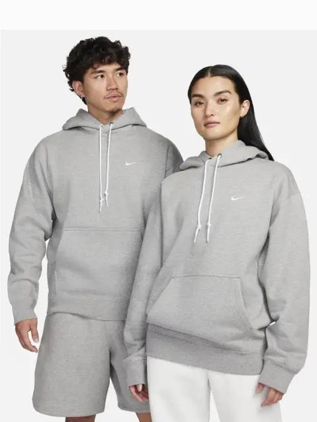 Solo Swoosh Fleece Pullover Hoodie Grey - NIKE - BALAAN 2