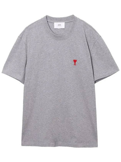 Small Heart Logo Short Sleeve T-Shirt Heather Grey - AMI - BALAAN 2