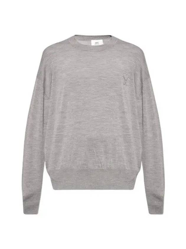 De Coeur Embroidery Crewneck Knit Top Grey - AMI - BALAAN 3