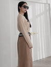 Women's P Logo Maxi Knit Long Dress Beige - PRETONE - BALAAN 7