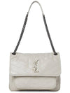 Nikki Medium Krinkle Vintage Leather Shoulder Bag Ivory - SAINT LAURENT - BALAAN 2