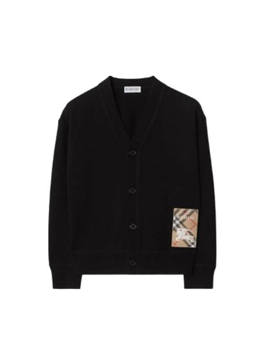 Kids Check Label Wool Cardigan Black - BURBERRY - BALAAN 1