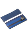 Triangular logo saffiano card wallet navy - PRADA - BALAAN 3