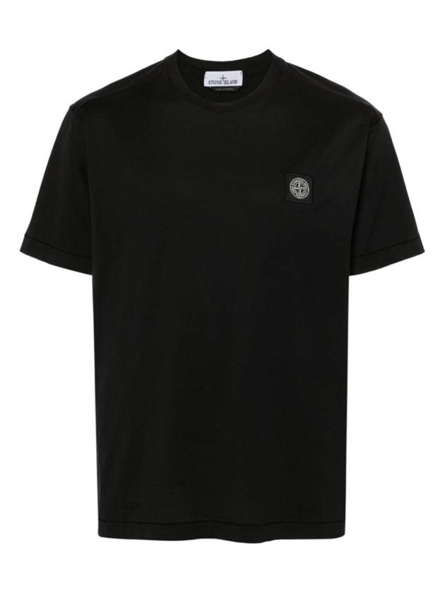 Logo Patch Short Sleeve T-Shirt Black - STONE ISLAND - BALAAN 2