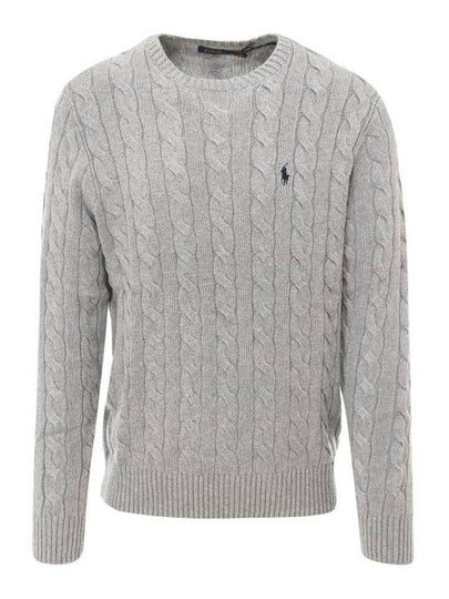 Embroidery Logo Cable Knit Top Grey - POLO RALPH LAUREN - BALAAN 2