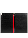 Pebble Grain Three Stripes Medium Clutch Bag Black - THOM BROWNE - BALAAN 2