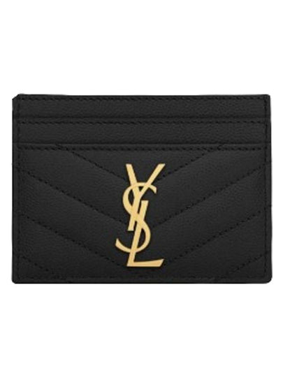 Gold Hardware Matelasse Caviar Leather Card Wallet Black - SAINT LAURENT - BALAAN 2