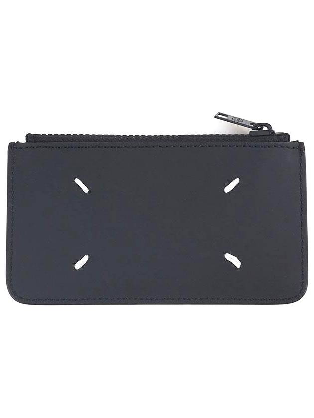 Stitched Two Tone Leather Zipper Card Wallet Black - MAISON MARGIELA - BALAAN 5