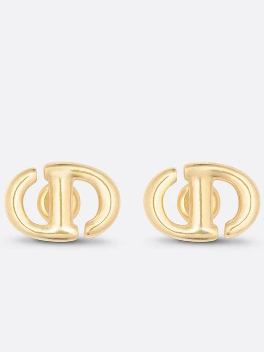 CD Navy Stud Metal Earrings Pink Gold Finish - DIOR - BALAAN 2