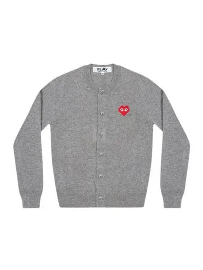 Invader Heart Wool Cardigan Grey - COMME DES GARCONS - BALAAN 2