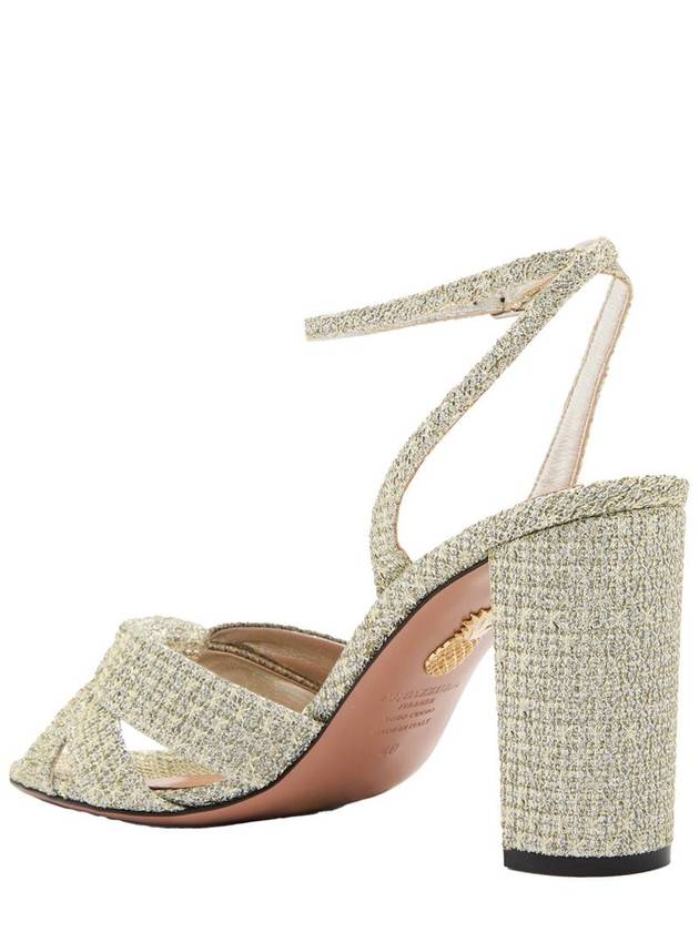 'Nina' Metallic Sandals With Open Toe And High Block Heel In Tweed Woman - AQUAZZURA - BALAAN 3